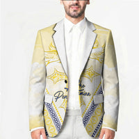 Peniamina Gospel Day Niue Blazer Cross Dove Hiapo Pattern Yellow LT14 - Polynesian Pride