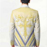 Peniamina Gospel Day Niue Blazer Cross Dove Hiapo Pattern Yellow LT14 - Polynesian Pride
