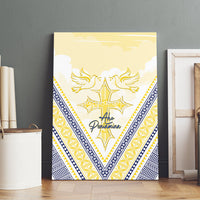 Peniamina Gospel Day Niue Canvas Wall Art Cross Dove Hiapo Pattern Yellow LT14 - Polynesian Pride