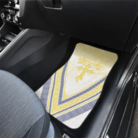 Peniamina Gospel Day Niue Car Mats Cross Dove Hiapo Pattern Yellow LT14 - Polynesian Pride