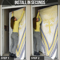 Peniamina Gospel Day Niue Door Cover Cross Dove Hiapo Pattern Yellow LT14 - Polynesian Pride