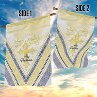 Peniamina Gospel Day Niue Garden Flag Cross Dove Hiapo Pattern Yellow LT14 - Polynesian Pride