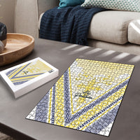 Peniamina Gospel Day Niue Puzzle Cross Dove Hiapo Pattern Yellow LT14 - Polynesian Pride