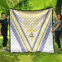 Peniamina Gospel Day Niue Quilt Cross Dove Hiapo Pattern Yellow LT14 - Polynesian Pride