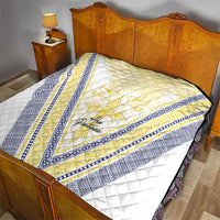 Peniamina Gospel Day Niue Quilt Cross Dove Hiapo Pattern Yellow LT14 - Polynesian Pride