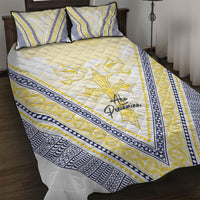 Peniamina Gospel Day Niue Quilt Bed Set Cross Dove Hiapo Pattern Yellow LT14 Yellow - Polynesian Pride