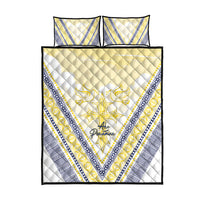 Peniamina Gospel Day Niue Quilt Bed Set Cross Dove Hiapo Pattern Yellow LT14 - Polynesian Pride