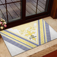 Peniamina Gospel Day Niue Rubber Doormat Cross Dove Hiapo Pattern Yellow LT14 - Polynesian Pride