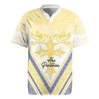 Peniamina Gospel Day Niue Rugby Jersey Cross Dove Hiapo Pattern Yellow LT14 Yellow - Polynesian Pride