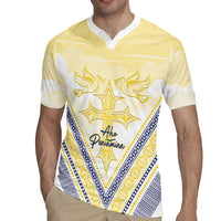 Peniamina Gospel Day Niue Rugby Jersey Cross Dove Hiapo Pattern Yellow LT14 - Polynesian Pride