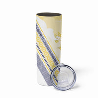 Peniamina Gospel Day Niue Skinny Tumbler Cross Dove Hiapo Pattern Yellow LT14 - Polynesian Pride