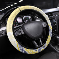 Peniamina Gospel Day Niue Steering Wheel Cover Cross Dove Hiapo Pattern Yellow LT14 Universal Fit Yellow - Polynesian Pride