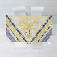 Peniamina Gospel Day Niue Tablecloth Cross Dove Hiapo Pattern Yellow LT14 Yellow - Polynesian Pride