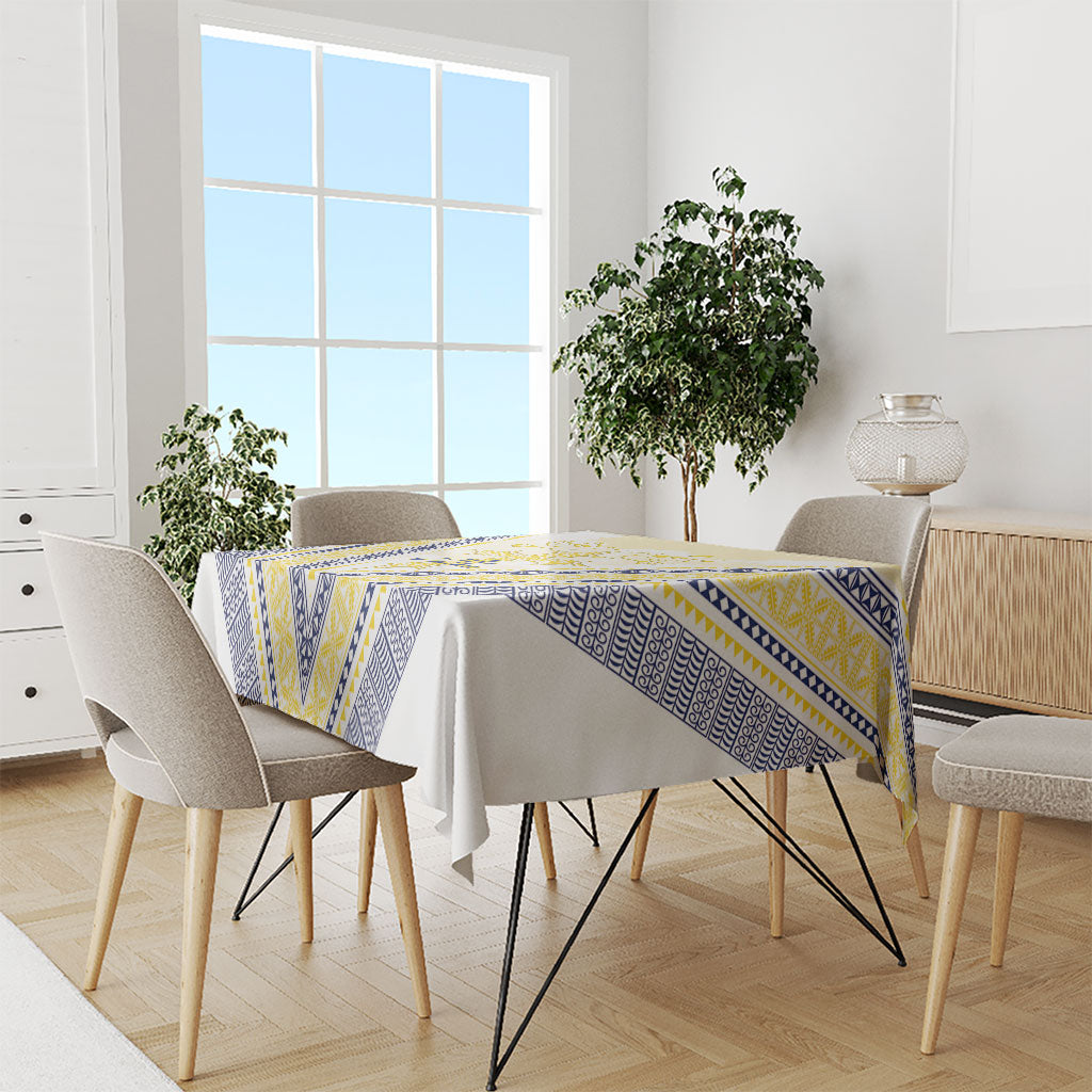 Peniamina Gospel Day Niue Tablecloth Cross Dove Hiapo Pattern Yellow LT14 - Polynesian Pride