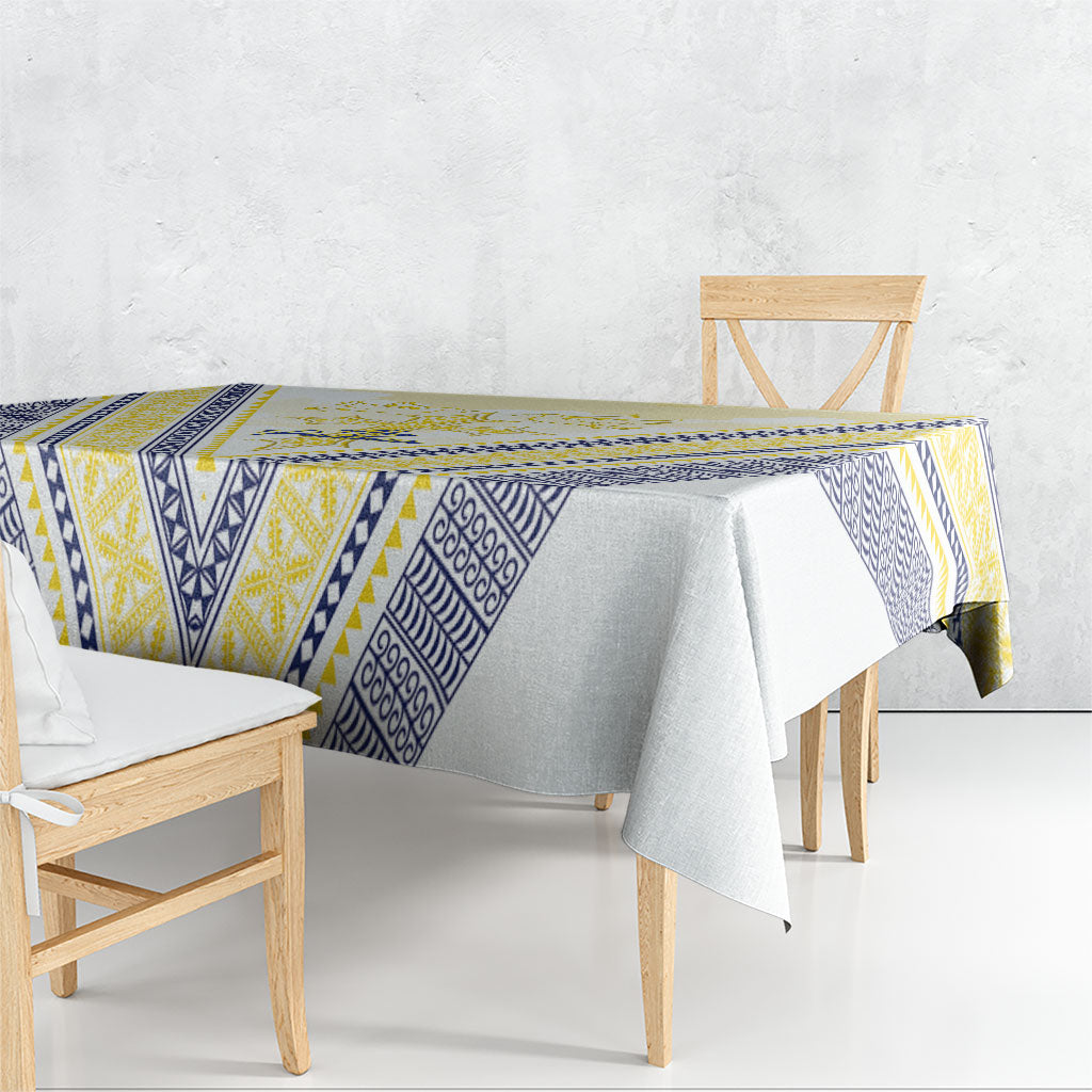 Peniamina Gospel Day Niue Tablecloth Cross Dove Hiapo Pattern Yellow LT14 - Polynesian Pride