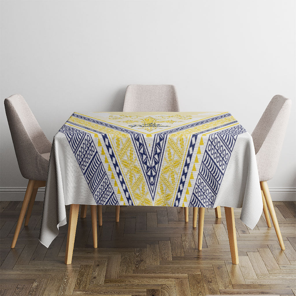 Peniamina Gospel Day Niue Tablecloth Cross Dove Hiapo Pattern Yellow LT14 - Polynesian Pride
