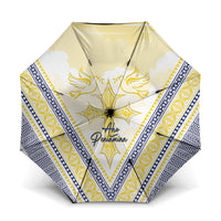 Peniamina Gospel Day Niue Umbrella Cross Dove Hiapo Pattern Yellow LT14 One Size Folded 11.42 inch Opened Diameter 37.4 inch Yellow - Polynesian Pride
