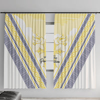 Peniamina Gospel Day Niue Window Curtain Cross Dove Hiapo Pattern Yellow LT14 With Hooks Yellow - Polynesian Pride