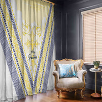 Peniamina Gospel Day Niue Window Curtain Cross Dove Hiapo Pattern Yellow LT14 - Polynesian Pride
