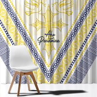 Peniamina Gospel Day Niue Window Curtain Cross Dove Hiapo Pattern Yellow LT14 - Polynesian Pride
