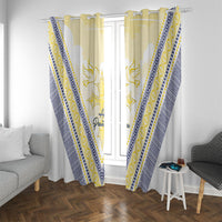 Peniamina Gospel Day Niue Window Curtain Cross Dove Hiapo Pattern Yellow LT14 With Grommets Yellow - Polynesian Pride