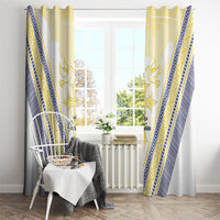 Peniamina Gospel Day Niue Window Curtain Cross Dove Hiapo Pattern Yellow LT14 - Polynesian Pride