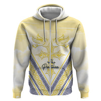 Peniamina Gospel Day Niue Zip Hoodie Cross Dove Hiapo Pattern Yellow LT14 Zip Hoodie Yellow - Polynesian Pride