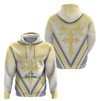 Peniamina Gospel Day Niue Zip Hoodie Cross Dove Hiapo Pattern Yellow LT14 - Polynesian Pride