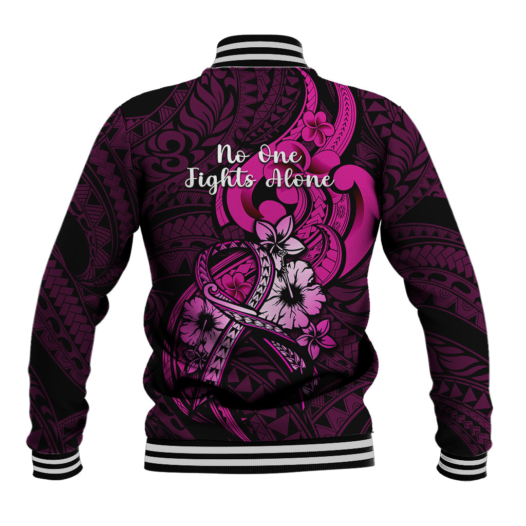 Polynesia Breast Cancer Awareness Baseball Jacket Think Pink Polynesian Ribbon Black Version LT14 - Polynesian Pride