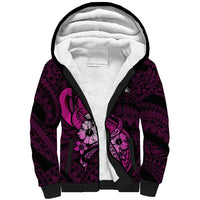 Personalised Polynesia Breast Cancer Awareness Sherpa Hoodie Think Pink Polynesian Ribbon Black Version LT14 Unisex Pink - Polynesian Pride