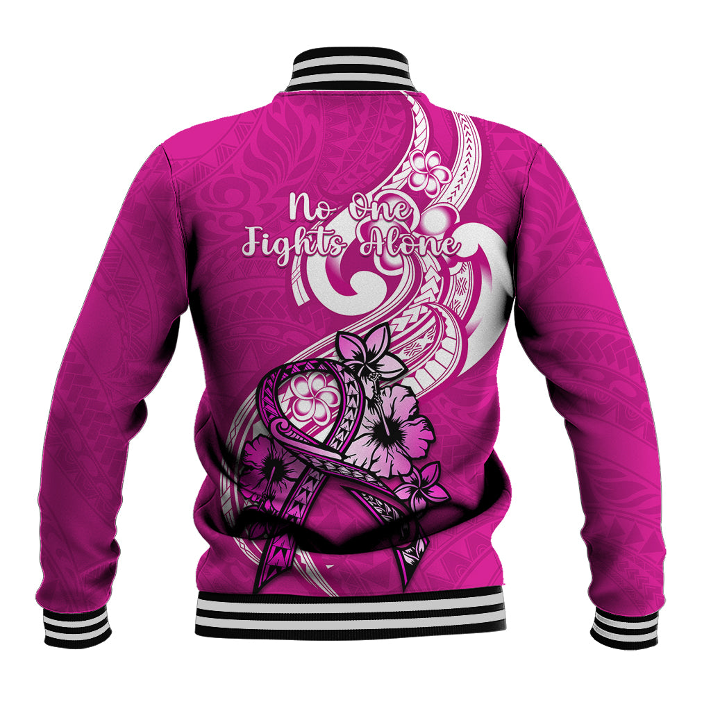 Polynesia Breast Cancer Awareness Baseball Jacket Think Pink Polynesian Ribbon White Version LT14 - Polynesian Pride