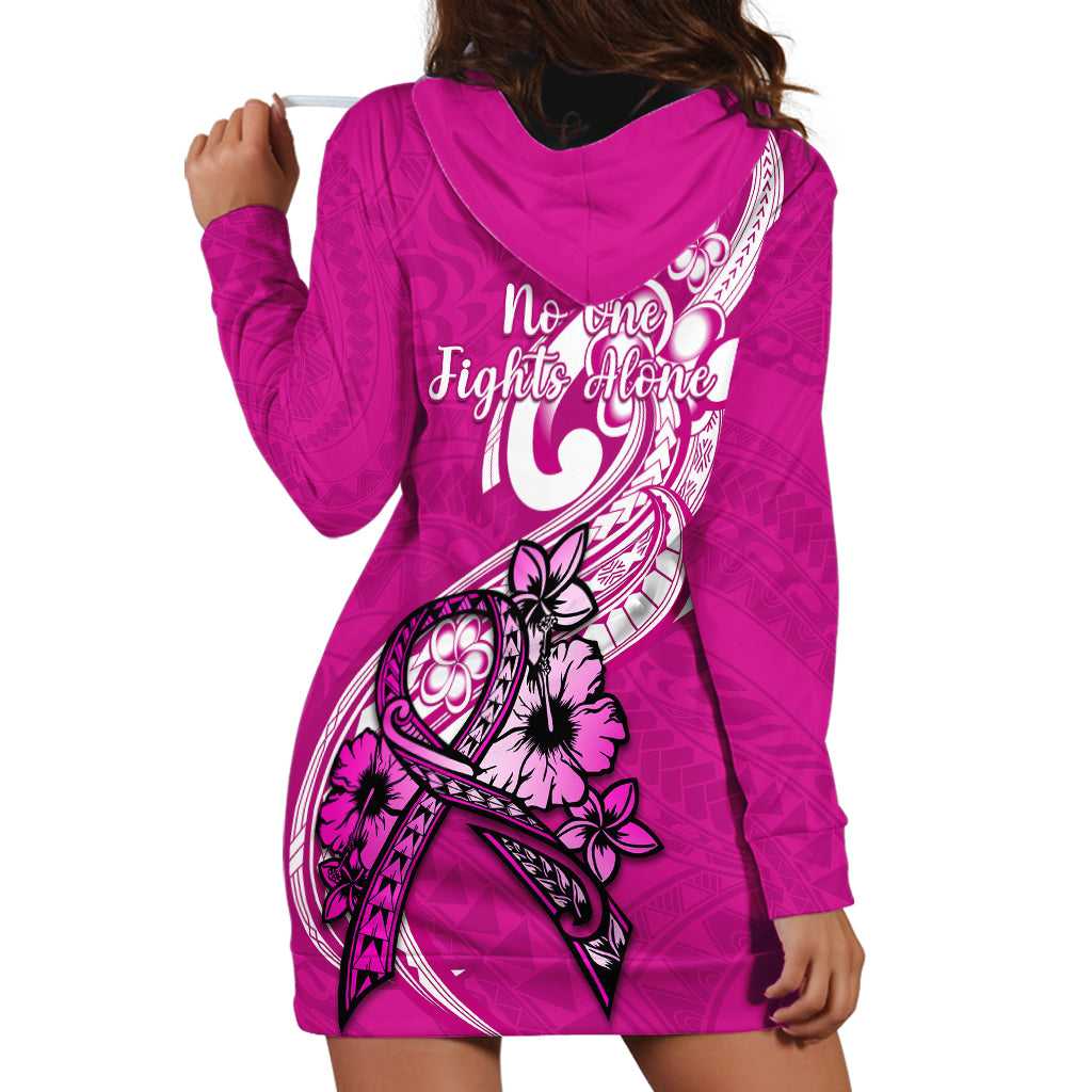 Polynesia Breast Cancer Awareness Hoodie Dress Think Pink Polynesian Ribbon White Version LT14 - Polynesian Pride