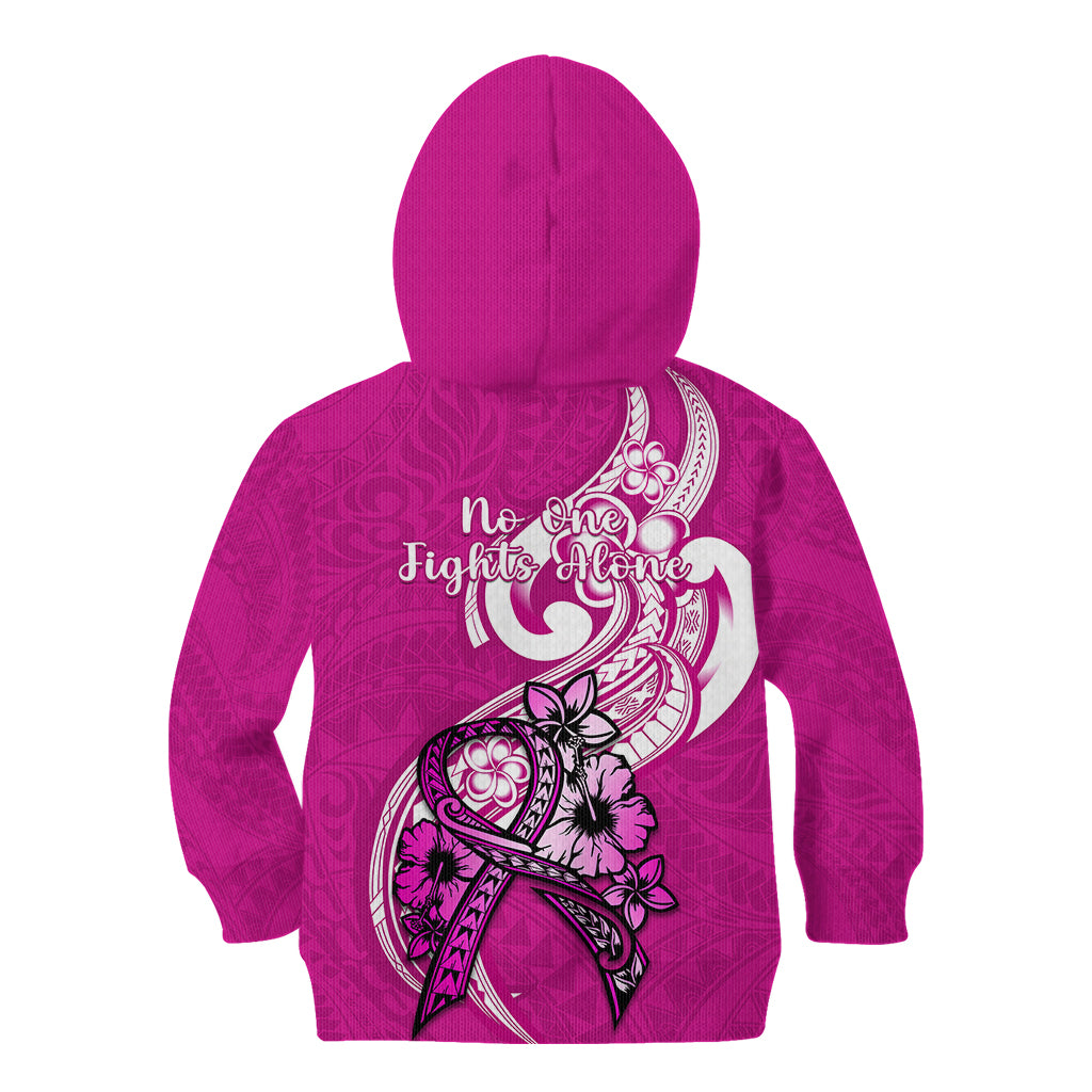 Polynesia Breast Cancer Awareness Kid Hoodie Think Pink Polynesian Ribbon White Version LT14 - Polynesian Pride