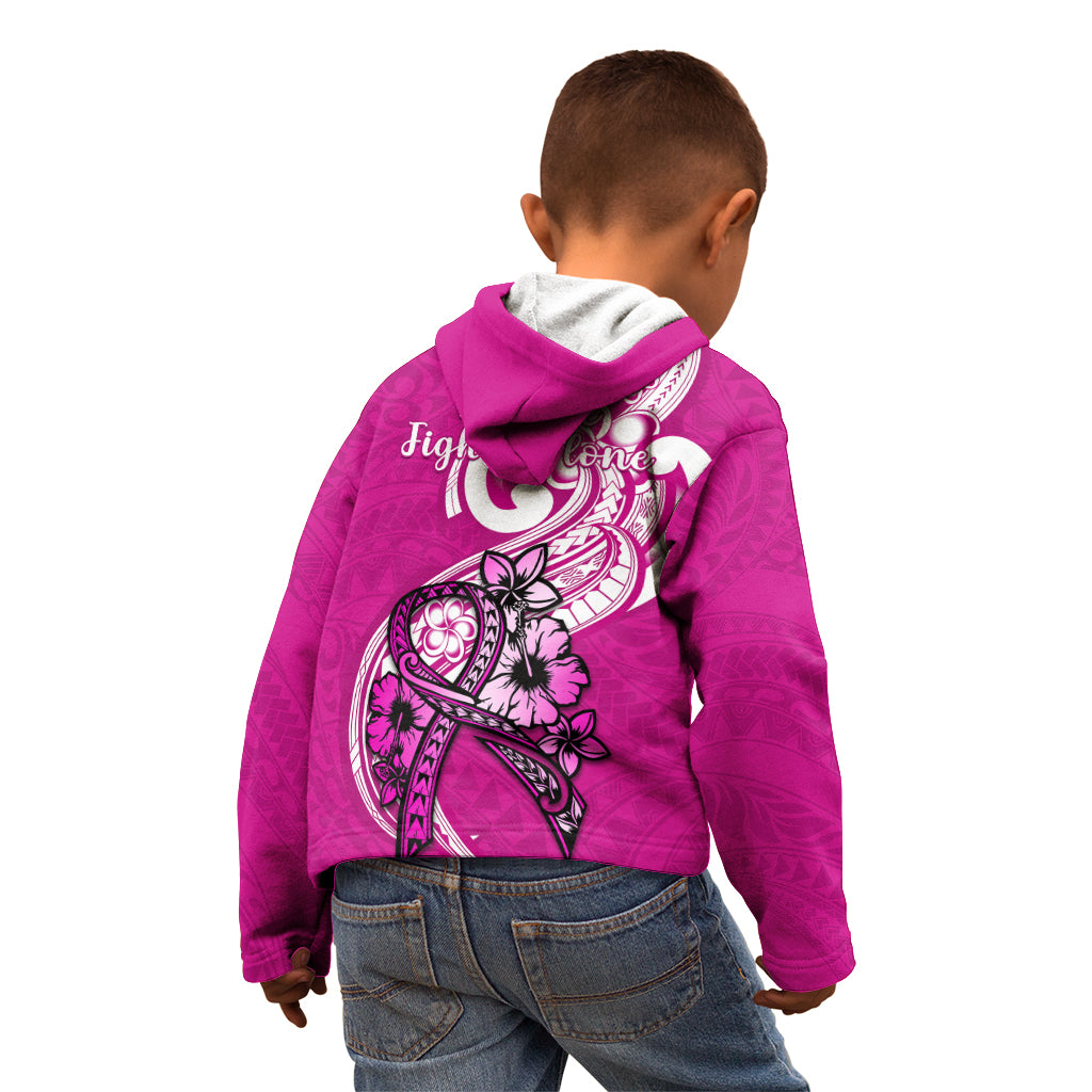 Polynesia Breast Cancer Awareness Kid Hoodie Think Pink Polynesian Ribbon White Version LT14 - Polynesian Pride