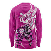 Polynesia Breast Cancer Awareness Long Sleeve Shirt Think Pink Polynesian Ribbon White Version LT14 - Polynesian Pride