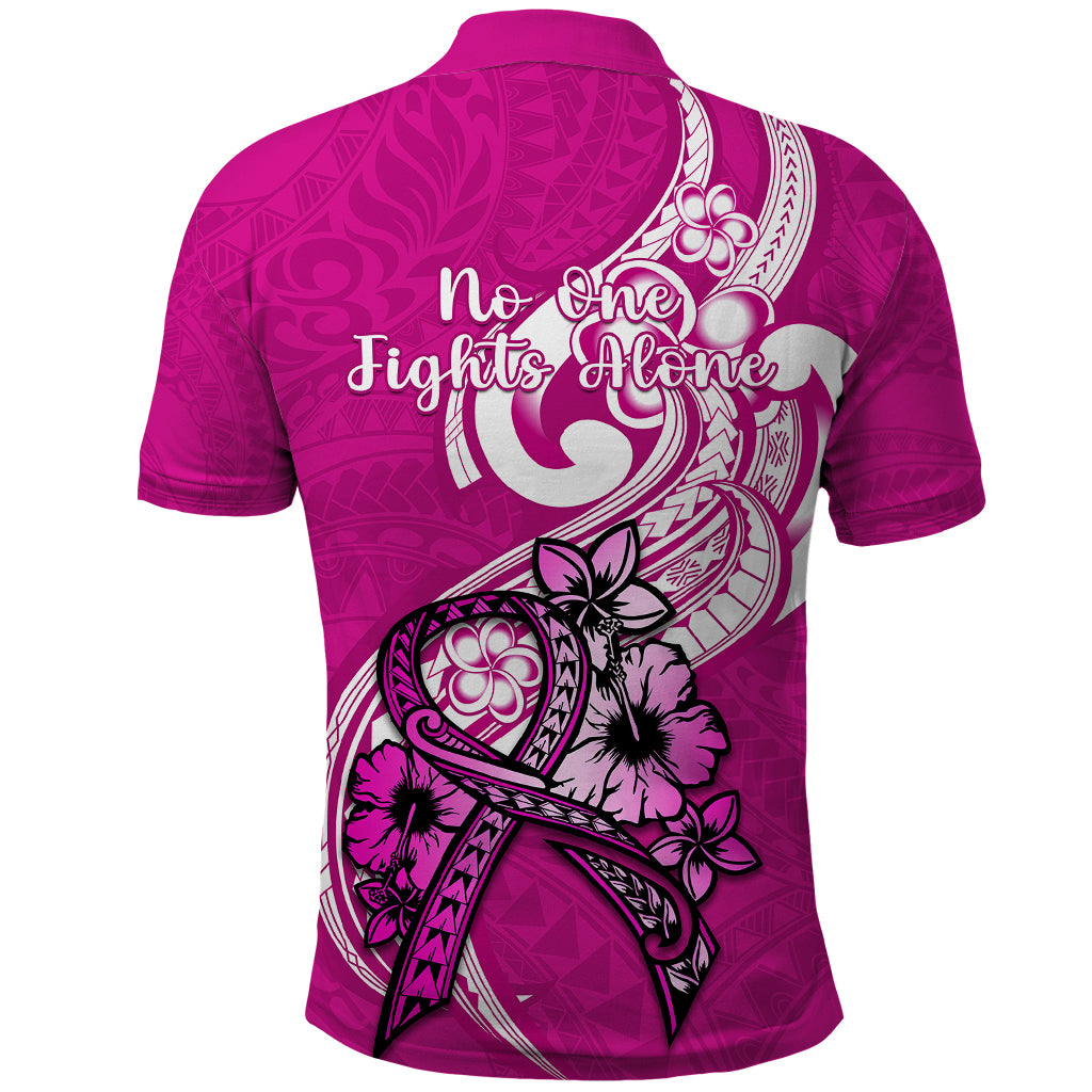 Polynesia Breast Cancer Awareness Polo Shirt Think Pink Polynesian Ribbon White Version LT14 - Polynesian Pride