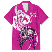 Personalised Polynesia Breast Cancer Awareness Hawaiian Shirt Think Pink Polynesian Ribbon White Version LT14 Pink - Polynesian Pride
