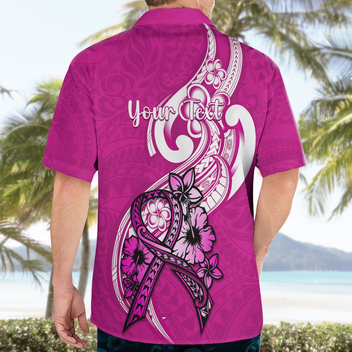 Personalised Polynesia Breast Cancer Awareness Hawaiian Shirt Think Pink Polynesian Ribbon White Version LT14 - Polynesian Pride