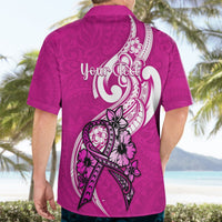 Personalised Polynesia Breast Cancer Awareness Hawaiian Shirt Think Pink Polynesian Ribbon White Version LT14 - Polynesian Pride