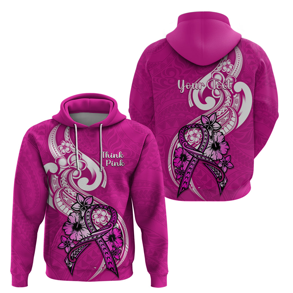 Personalised Polynesia Breast Cancer Awareness Hoodie Think Pink Polynesian Ribbon White Version LT14 - Polynesian Pride