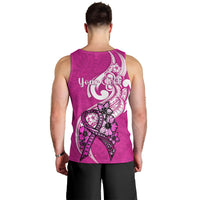 Personalised Polynesia Breast Cancer Awareness Men Tank Top Think Pink Polynesian Ribbon White Version LT14 - Polynesian Pride
