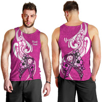 Personalised Polynesia Breast Cancer Awareness Men Tank Top Think Pink Polynesian Ribbon White Version LT14 - Polynesian Pride