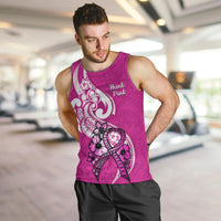 Personalised Polynesia Breast Cancer Awareness Men Tank Top Think Pink Polynesian Ribbon White Version LT14 - Polynesian Pride