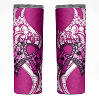 Polynesia Breast Cancer Awareness Skinny Tumbler Think Pink Polynesian Ribbon White Version