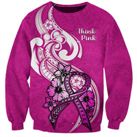 Personalised Polynesia Breast Cancer Awareness Sweatshirt Think Pink Polynesian Ribbon White Version LT14 Unisex Pink - Polynesian Pride