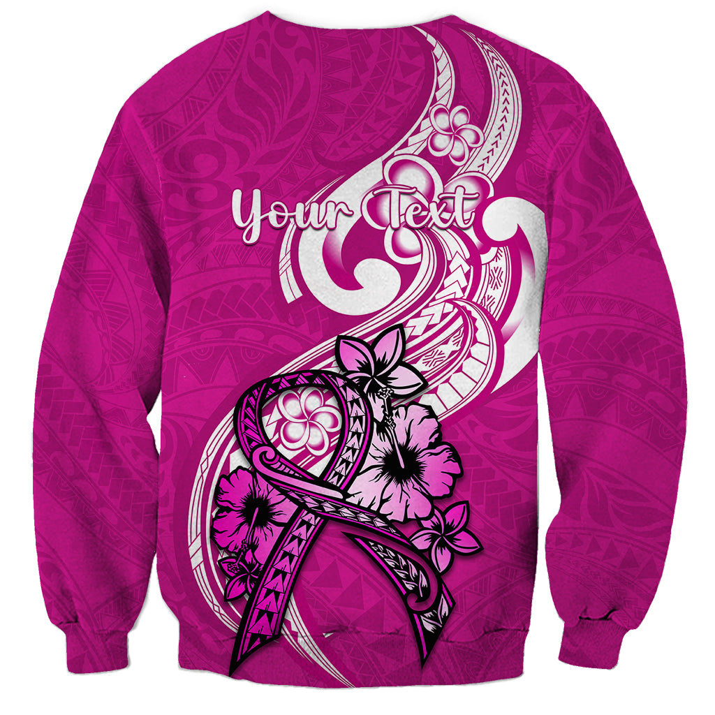 Personalised Polynesia Breast Cancer Awareness Sweatshirt Think Pink Polynesian Ribbon White Version LT14 - Polynesian Pride