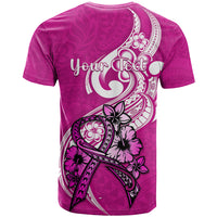 Personalised Polynesia Breast Cancer Awareness T Shirt Think Pink Polynesian Ribbon White Version LT14 - Polynesian Pride