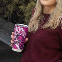Polynesia Breast Cancer Awareness Tumbler Cup Think Pink Polynesian Ribbon White Version LT14 - Polynesian Pride