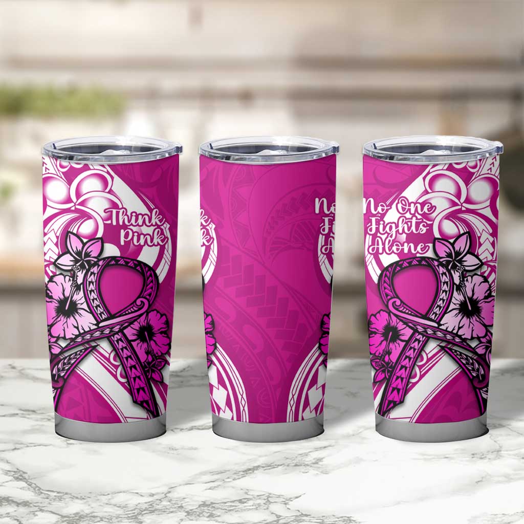 Polynesia Breast Cancer Awareness Tumbler Cup Think Pink Polynesian Ribbon White Version LT14 - Polynesian Pride