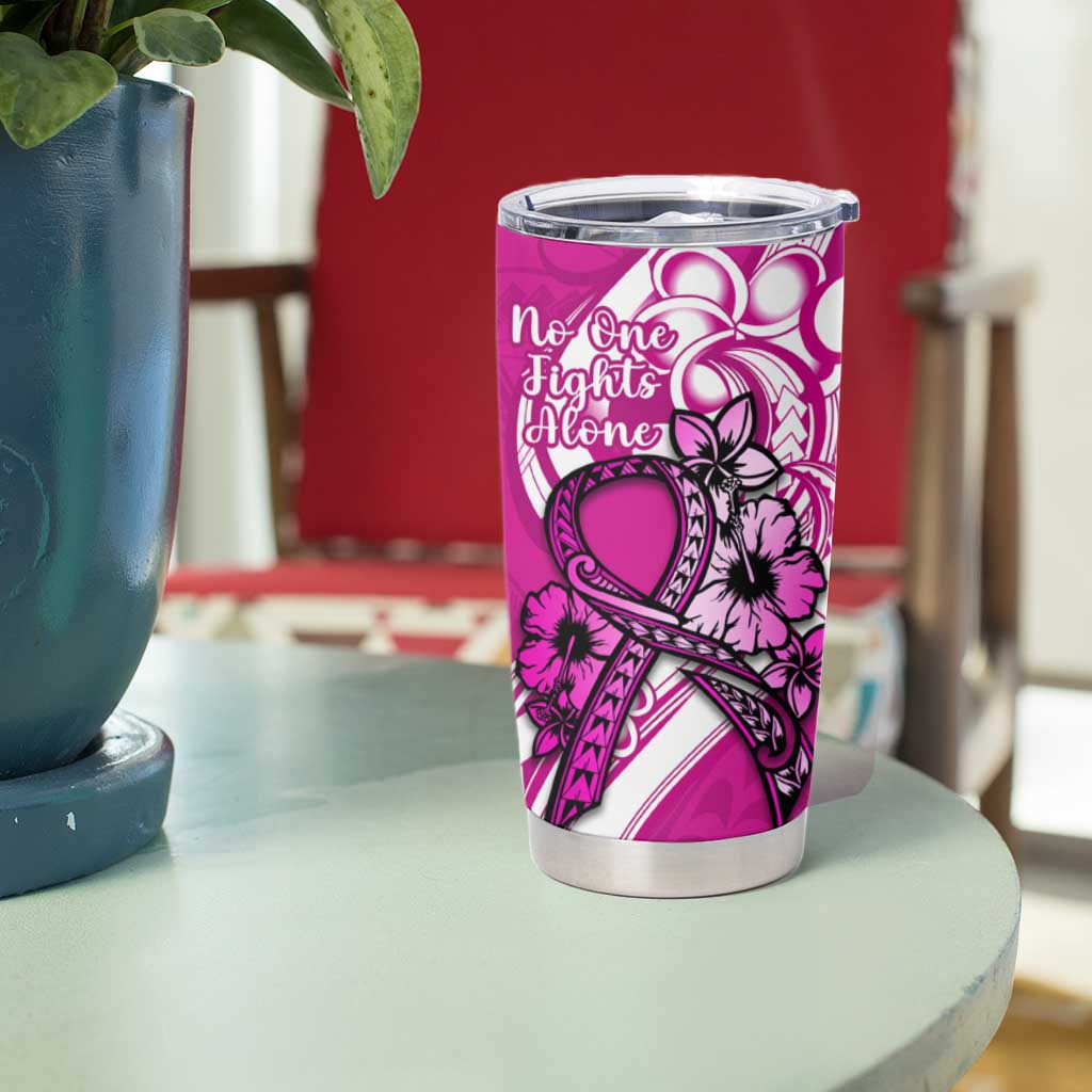 Polynesia Breast Cancer Awareness Tumbler Cup Think Pink Polynesian Ribbon White Version LT14 - Polynesian Pride
